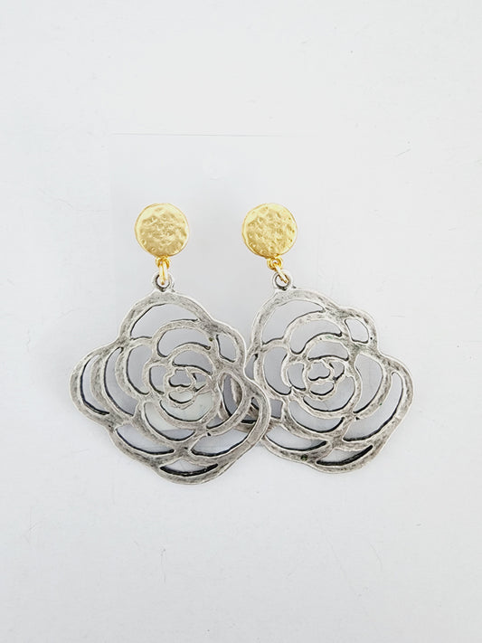 Turkish earrings with large silver flower