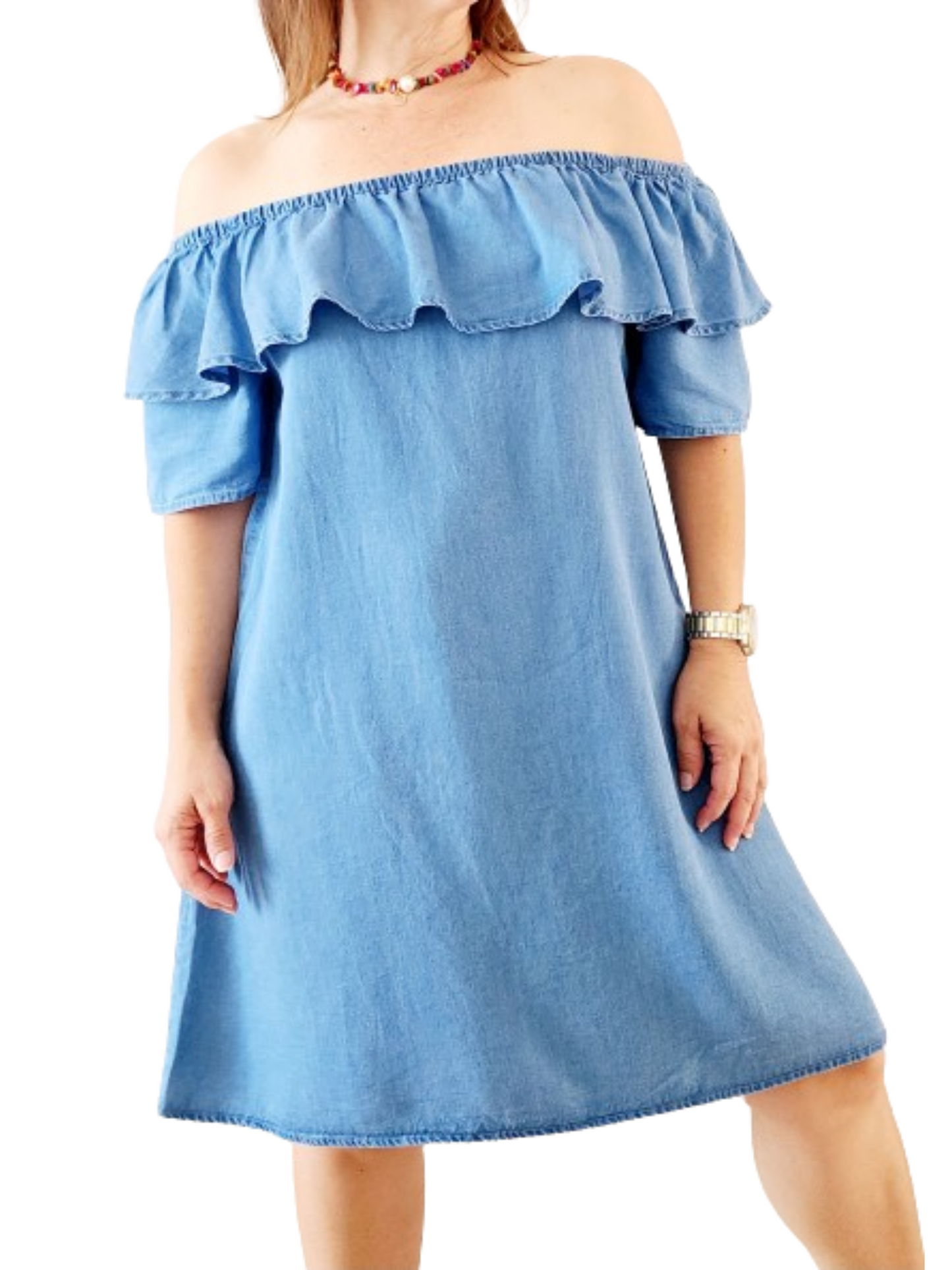 Off Shoulder Denim Dress