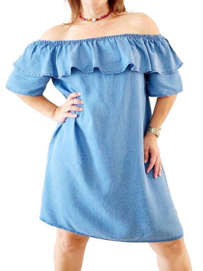 Off Shoulder Denim Dress