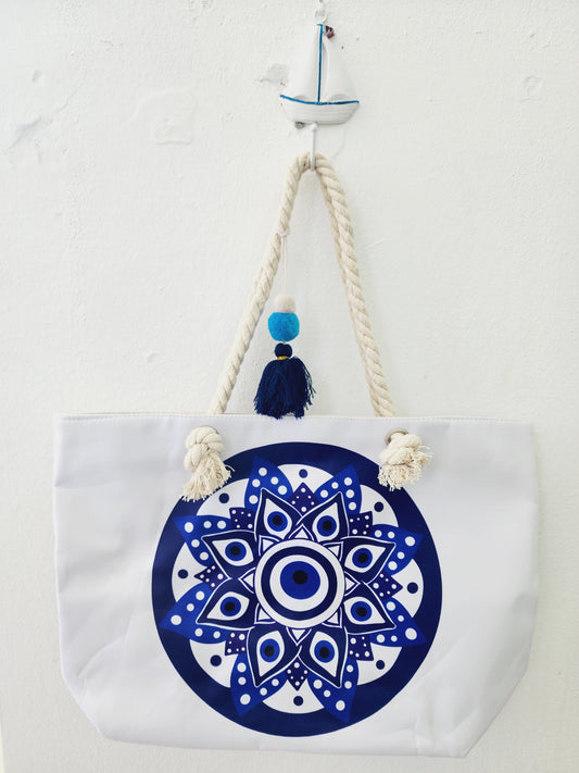 Large bag with evil eye print