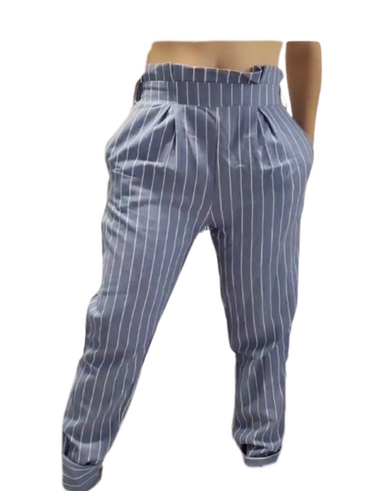 Fashion jogger pants with blue and white lines