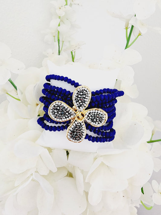 Royal blue bracelet with flower